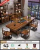 Juego Grande de Mesa de Té y Sillas de Madera Maciza, Una Mesa y Cinco Sillas, Mesa de Té de Estilo Chino Nuevo, Adecuado para Oficina o Uso en Casa, Estación para Preparar Té