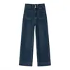 Moda Nueva Primavera y Verano 2026 Jeans para Mujer de Doble Botón Casual Versátil de Cintura Alta Adelgazantes Pierna Ancha Rectos para Mujer