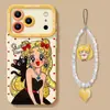 Estilo Doce e Descolado para Meninas Bonitas, Adequado para Capa de Silicone Macio com Corrente para iPhone 18 Pro Max, 17, 16 e 15