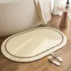 Tapetes de Chão para Banheiro de Luxo Leve Transfronteiriços Imitando Caxemira, Tapetes Absorventes Ovais para Banheiro Doméstico, Tapetes de Porta Resistentes a Manchas e Fáceis de Cuidar