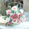 Ramo de Hortensias Rosas de 7 Picos Ramo de Flores Artificiales para Boda Ramo de Flores Falsas Decoración Simple para Mesa de Sala de Estar en Casa