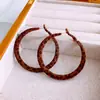 Pendientes Redondos de Rombos con Estampado de Leopardo en Tela de Aguja de Plata Pendientes Melard Retro Europeos y Americanos Pendientes de Nicho de Alta Gama Venta al por Mayor