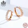 Pendientes Evelle de plata de ley con circonitas, pequeños círculos, pendientes de plata S925, pendientes DIY chapados en oro rosa, accesorios para pendientes