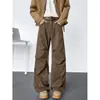 Calça casual da moda, calça longa de perna larga, calça de trabalho CL estilosa e legal estilo americano para homens, outono, plissada, cintura média