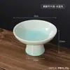 Bandeja de té rústica de cerámica con pie alto para sala de té, mesa de café de sala de estar en casa, exhibición de frutos secos y postres