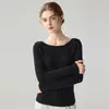Suéter 100% cachemira pura para mujer, prêt-à-porter de primera línea, escote irregular de un solo hombro, para usar debajo, suéter de punto cálido, capa base, suéter de punto