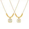 Cadena para clavícula de moda francesa, letra H, cara sonriente, colgante de concha, collar que no se decolora, joyería de acero de titanio, venta al por mayor de fábrica
