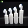 Frasco Pincel Espuma de Silicone Frasco Cosmético Branco Cabeça de Escova Massageadora para Limpeza Facial Cabeça com Bomba Frasco Spray Tipo Pressão de Plástico