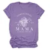 Camiseta Casual Europeia e Americana Homeschool Pr 22 6 Mama Transfronteiriça Verão Gola Redonda Manga Curta Tops Prontos para Mulheres
