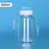 Botella de plástico de 30 ml/50 ml, botella cuadrada pequeña, botella dispensadora con tapa de cápsula transparente, botella pequeña de PET de grado alimenticio de boca ancha para medicamentos