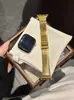 Pulseira de Metal de Aço Inoxidável com Padrão de Bambu Brilhante Adequada para Apple Watch iWatch 12ª Geração 11/10