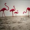 Nova decoração de flamingo simulação artesanato de penas adereços para fotografia de janela animal de pena de jardim paisagístico