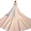 Vestido de Novia Principal Elegante y Pesado de Satén Estilo Nuevo 2026 con Cola Francesa, Vestido de Noche Francés para Mujer