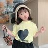 Camiseta de Manga Corta 100% Algodón para Niños Niños Mayores Verano 2022 Nuevo Estilo Estilo Occidental Amor Niña Ropa Infantil Ropa para Estudiantes de Primaria