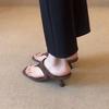Sandalias Casuales de Punta Cuadrada con Tiras Simples y Tacones de Aguja Elegantes y Versátiles, Chanclas para Mujer de Uso Exterior Súper Elegantes y Cómodas