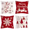 Fronha de almofada de Natal xadrez estilo americano, capa de almofada quadrada xadrez de flanela curta com floco de neve, capa de almofada para quarto