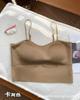 Sutiã de seda gelada sem costura com alça fixa, bojo interno e externo, costas em U, peça única de lingerie, top de tubo base