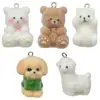 Adornos de animales flocado de resina, figuras 3D, llaveros DIY, colgantes para bolsos, accesorios, cadenas para teléfono móvil, colgantes