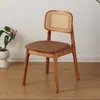 Silla de Comedor de Madera Maciza Estilo Nórdico para Restaurante y Casa de Huéspedes Silla de Mimbre Silla Simple Casual para Sala de Estar con Respaldo Silla Moderna de Mimbre Tejido