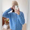 Cárdigan de punto trenzado para mujer con cuello redondo, colección nueva primavera otoño 2026, estilo coreano, corte holgado, chaqueta suéter versátil