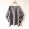 Suministro Transfronterizo Primavera 2026 Nueva Moda Japonesa Cuello Redondo Holgado Manga Media Corbata Top de Moda para Mujer