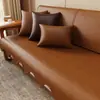 Almofada de sofá de couro sintético de alta qualidade, à prova d'água, resistente a arranhões, à prova de arranhões de gato, estilo de luxo simples e leve, capa de sofá antiderrapante para todas as estações, almofada de assento