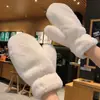 Luvas para Mulheres Inverno Quentes Luvas de Mão Desenho Animado Luvas de Pelúcia Espessadas Alça de Pescoço Estudante Resistente ao Frio Luvas de Ciclismo