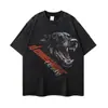 Camiseta de Manga Curta com Estampa de Cabeça de Cachorro Estilo 2026, Colete de Manga Curta Estilo Retrô Americano Desgastado, Camiseta de Manga Longa de Marca Tendência