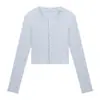Conjunto de dos piezas de verano: camisola a rayas personalizable, cárdigan corto femenino ajustado, chaqueta de manga larga