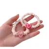 Faixa de Cabelo Rosa Love Intestino Pequeno Feminina Faixa de Cabelo de Alta Qualidade Elástico Faixa de Cabelo Simples Bola na Ponta Corda para Rabo de Cavalo Alto