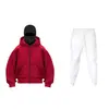 Nova Temporada Moletom com Capuz Duplo e Zíper DIY Liso Masculino Feminino Outono Inverno Conjunto de Calça de Moletom com Capuz e Zíper para Casal