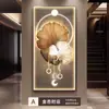 Pintura Decorativa para Hall de Entrada Folha de Ginkgo Luxo Acessível Fundo de Parede de Corredor ou Corredor Final Pintura de Parede Mural com Luz