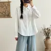 Nueva camisa retro a rayas estilo coreano 2026 para mujer, perfecta para usar en capas en primavera y otoño, top casual versátil de manga larga, algodón puro, moderno