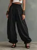 2026 Moda Femenina Transfronteriza Europea y Americana Estilo Perezoso Pantalones de Linterna Casual Verano Dobladillo con Volantes Sueltos Pantalones Largos