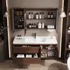 Set de Gabinetes de Baño Gesili Estilo Vintage con Lavabo Integrado de Cerámica y Madera de Nogal para Baño