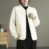 Nova coleção de inverno: jaqueta de algodão quente, acolchoada, gola redonda, corte solto, estilo retrô, para mulheres, casual, de corte solto, de abotoamento simples, modelagem que afina o corpo, casaco curto