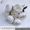 3 cabeças com sépalas rosa imperial concubina ramo único rosa avermelhado arranjo de flores para arco de casamento flor artificial hotel boas-vindas flor de seda