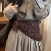 Lenço de Seda Retro Marrom Maillard com Bolinhas para Pescoço Feminino 2025 Novo Lenço Quadrado Versátil Acessórios de Moda Algodão e Linho