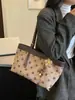 Bolso tote de lino con lunares, nuevo, de gama alta, nicho, versátil para ir al trabajo, gran capacidad, bolso de hombro y se puede llevar bajo el brazo