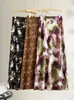 Falda de Acetato con Estampado Abstracto Artístico de Corte A para Mujer, para Verano, para Ir al Trabajo y Citas, Falda Larga de Acetato de Gama Alta
