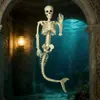 Esqueleto de Sirena de Halloween 90cm con Articulaciones Ajustables, Decoración de Atmósfera Espeluznante, Adorno Colgante de Casa Fantasma