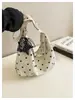 Bolsa cruzada de nicho estilo coreano 2026 verano estilo coreano lunares con volantes de encaje y cordón bolsa tipo dumpling de gran capacidad para mujer