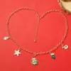 Diseño creativo transfronterizo de Navidad sentido de la moda simple versión de dibujos animados Papá Noel árbol de Navidad colgante collar para mujer