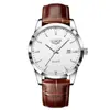 Reloj de Cuarzo para Hombre Lige de Negocios con Calendario Simple, Tres Manecillas, Correa de Cuero, Resistente al Agua, Deportivo Luminoso 89143