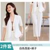 Verão Manga Curta Profissional Casual Pequeno Paletó Calças de Verão Feminino Conjunto de Duas Peças Elegante Para Trabalho Simples Moda