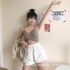 Cor sólida estilo coreano cruz camisole interior e exterior vestir envolto linha peitoral algodão esportes cueca alça peitoral alça de beleza para as mulheres