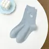 Calcetines Súper Lindos de Cachorro y Gatito para Mujer Principios de Otoño de Media Pantorrilla Absorbentes de Sudor y Antibacterianos Calcetines de Media Pantorrilla Ins Calcetines Dulces con Lazo