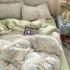 Conjunto de Lençol de Cama de Gaze Lavável Ultra Macio Camada Dupla Cobertor de Edredom Conjunto de Quatro Peças Roupa de Cama Dormitório Estudantil Conjunto de Três Peças