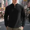 Estación Independiente Transfronteriza Primavera y Otoño Simple Casual para Hombre Suelto Jacquard Cuello Mao Media Cremallera Camiseta Base Sudadera para Hombre