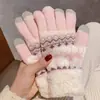 Estudiante femenina de invierno ins ciclismo Lindo estilo coreano forro polar grueso cálido pantalla táctil a prueba de frío invierno Navidad